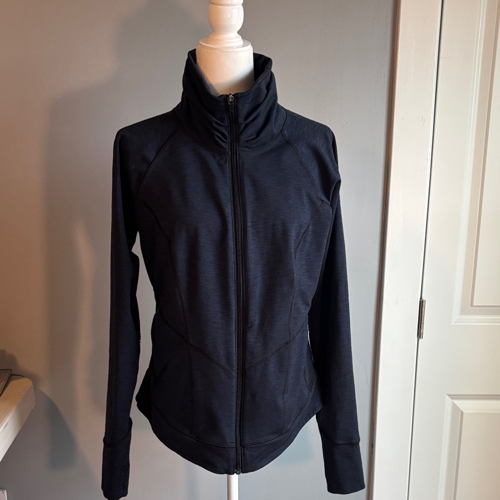 Lucy Women's Dark Blue/Black Heather Knit Workout Jacket